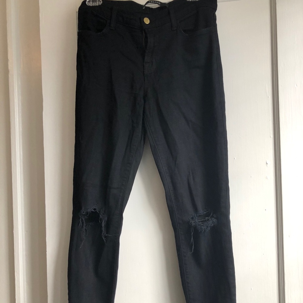 J Brand Lowrise Black Distressed Jeans